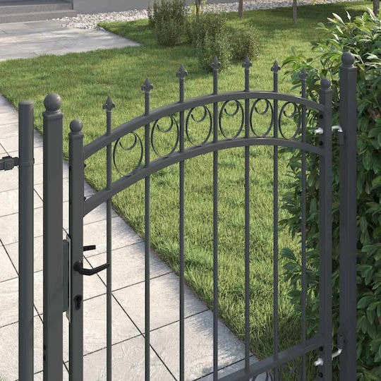 vidaXL Metallisches Gartentor mit Speeren in Grau Farbe 1x1.25m
