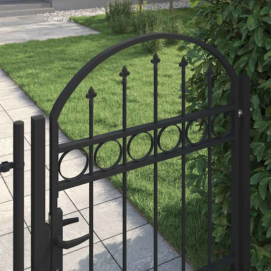 vidaXL Metal Fence Gate with Spears in Black Color 1.25x1.0m