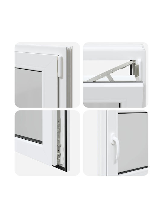 vidaXL Hinged PVC Window Risor W80xH60cm