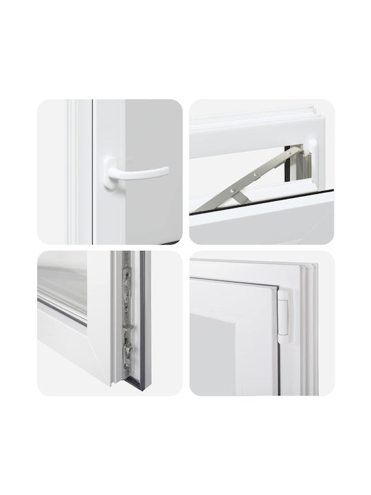 vidaXL Hinged PVC Window W60xH100cm