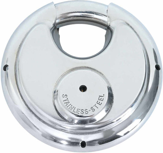 vidaXL Steel Padlock Discus Padlock with Key 90mm Silver 2pcs