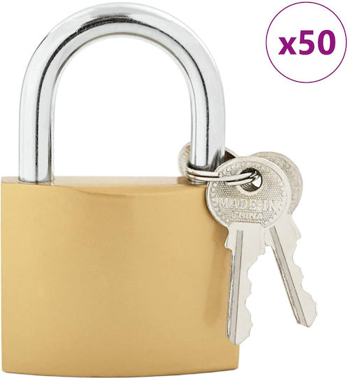 vidaXL Brass Padlock Horseshoe with Key 106mm