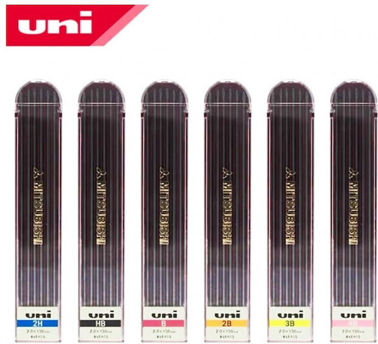Uni Mitsubishi Пълнители 2 мм Опаковка 6 броя 4548351191160 Механични графитни върхове 3B