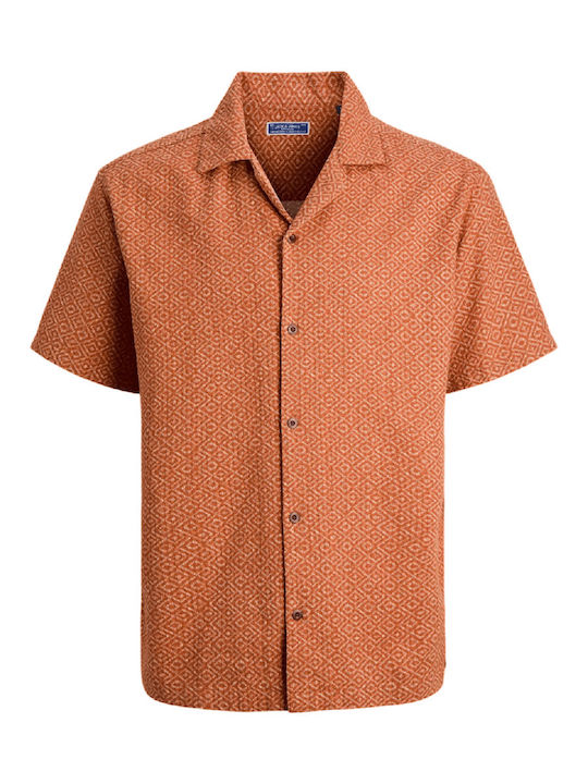 Short Sleeve Shirt in Wide Fit Terracotta