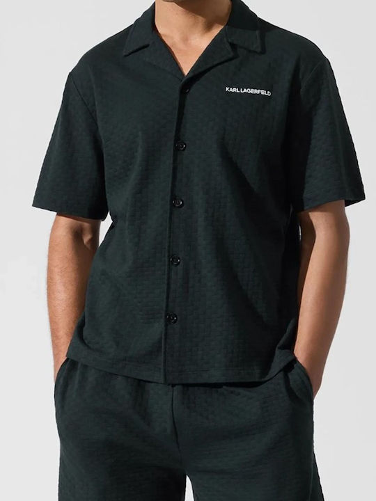 Short Sleeve Checked Shirt Dark Green