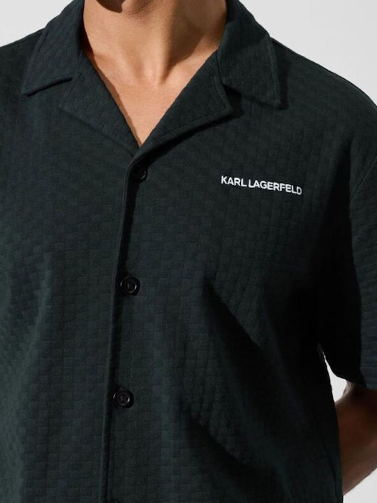 Short Sleeve Checked Shirt Dark Green