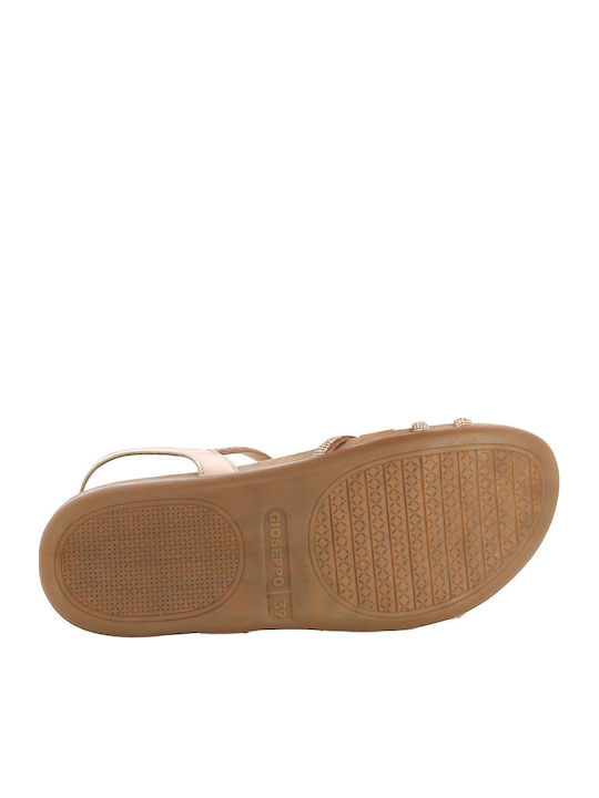 Leather Women's Flat Sandals Rose Gold