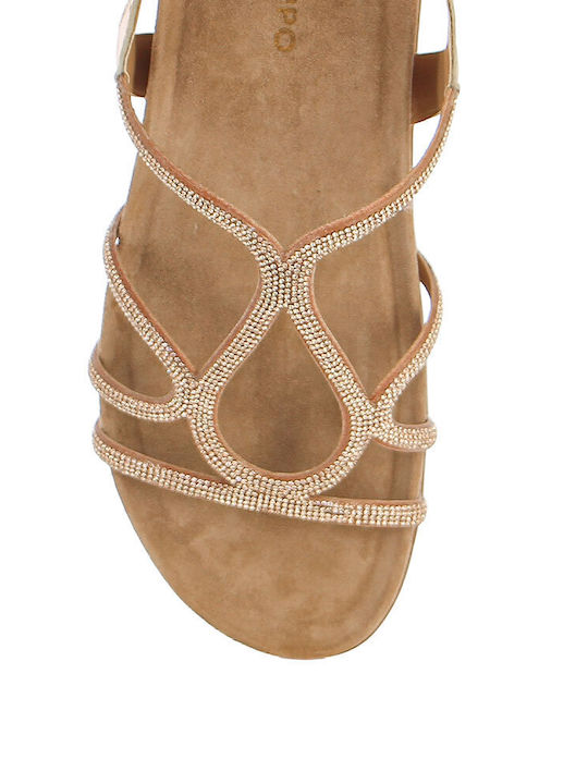 Leather Women's Flat Sandals Rose Gold