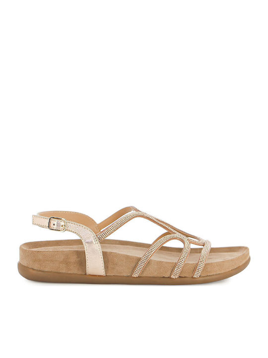 Leather Women's Flat Sandals Rose Gold
