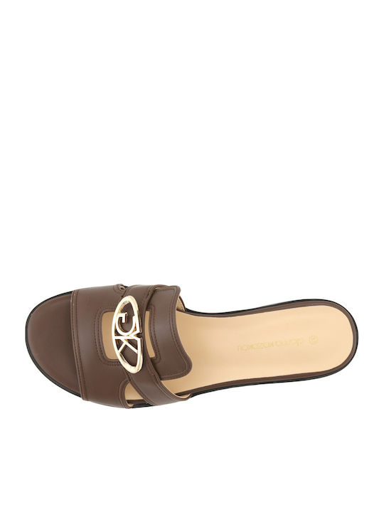 Neslo Leather Women's Flat Sandals Brown