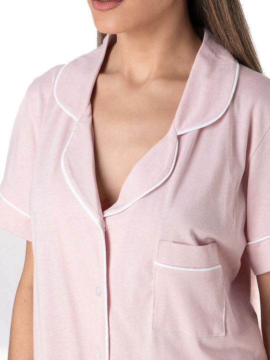 Relax Lingerie Καλοκαιρινό Γυναικείο Σετ Πιτζάμας Ροζ