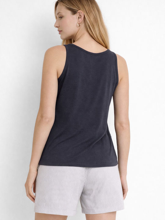 Cherry Sommerliches Damen-Pyjama-Set Baumwolle Anthrazit