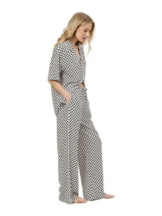 Aruelle Summer Women's Pyjama Set Beige-Black