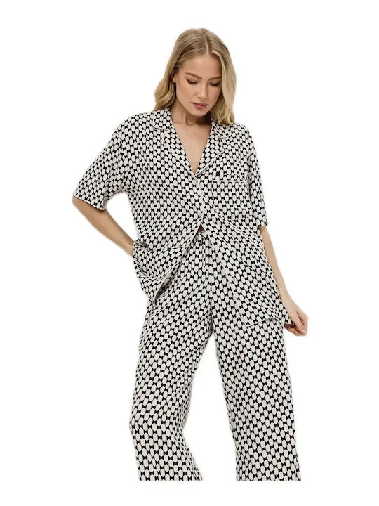 Aruelle Summer Women's Pyjama Set Beige-Black