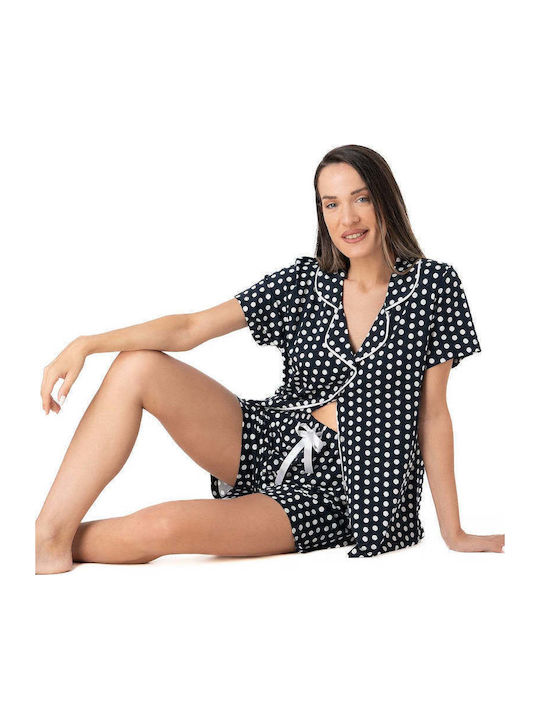 Relax Lingerie Summer Women's Pyjama Set Navy Blue