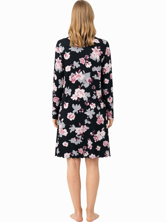 Nina Club Winter Cotton Women's Nightgown Black