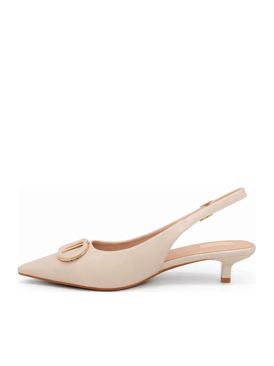 Heels with Strap & Thin Low Heel Ecru SV-VB69307-26HH-EKROU