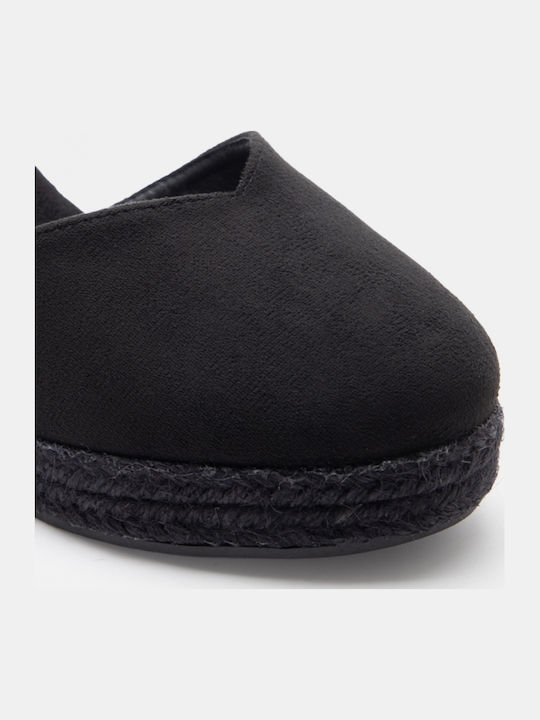 Sommer Damenplattformen im Stil Espadrilles Schwarz