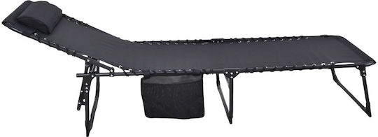 Ankor Beach Sunbed Black Foldable Metallic 190x60x35cm