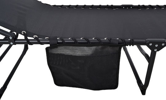 Ankor Beach Sunbed Black Foldable Metallic 190x60x35cm