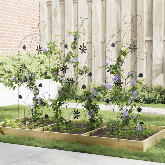 Garden Trellises Metal in Black Colour 112x40cm 3 Pieces