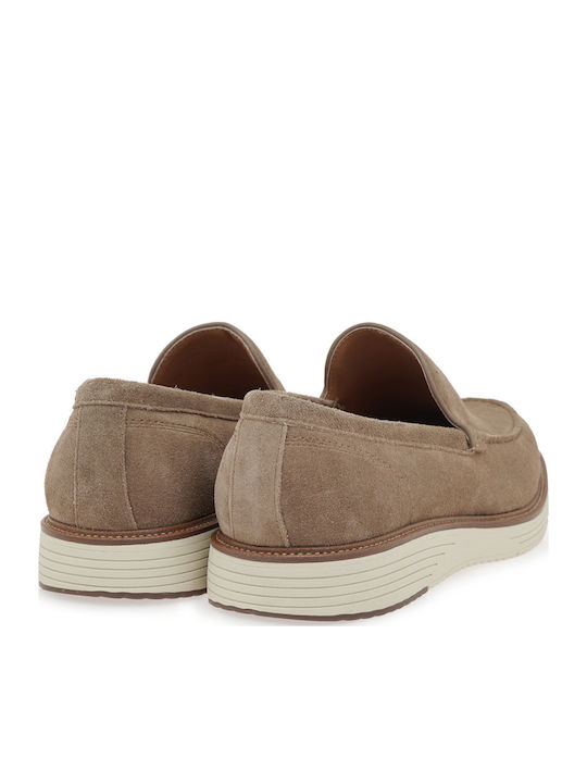 Suede Men's Loafers in Beige Colour