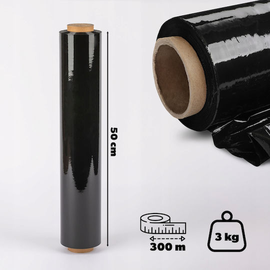 Stretch Film Xl Stretch Black Black 2.5kg Strong Opaque Roll Large 4 Pcs