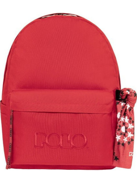 Polo School Backpack for Junior High-High School with Water Bottle Holder Red 20L 30 x 21 x 42cm
