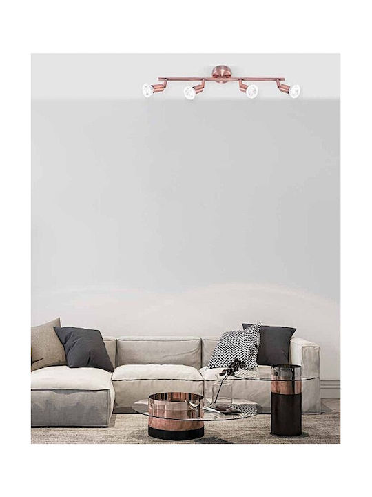Home Lighting Spot with 4 Lights and with Socket GU10 in Copper Color