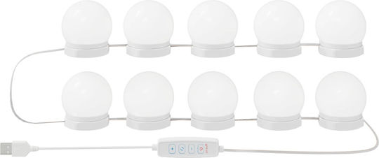 vidaXL LED Vanity Mirror Light with USB Power Supply M4.5xP4.5xH4.8cm
