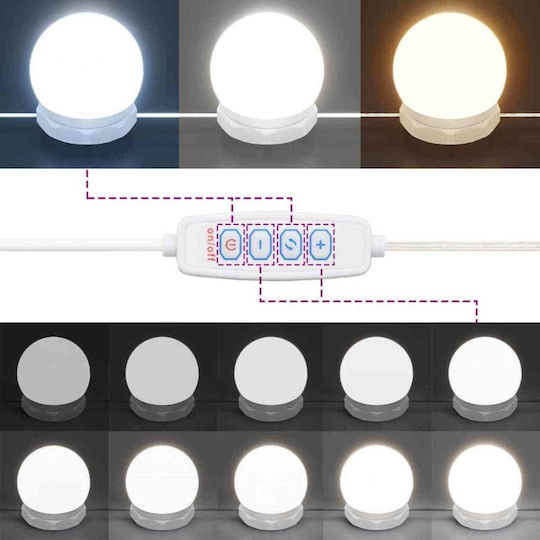 vidaXL LED Vanity Mirror Light with USB Power Supply M4.5xP4.5xH4.8cm