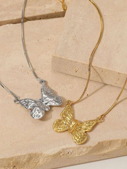 Awear Awear Halskette mit Schmetterling-Design aus Stahl