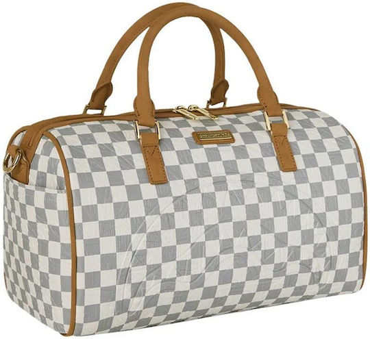 Sprayground Check Σακ Βουαγιάζ Μπεζ από Δερματίνη Μ32xΠ15xΥ24εκ.