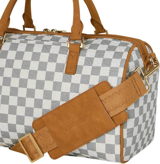Sprayground Check Σακ Βουαγιάζ Μπεζ από Δερματίνη Μ32xΠ15xΥ24εκ.