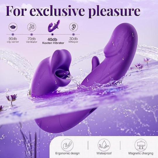 Smd Multitasker X3 Clitoral Licking Flapping & G Spot Vibrator 3-in-1 Vibrator 7 Vibration & Flapping Licking Modes Purple