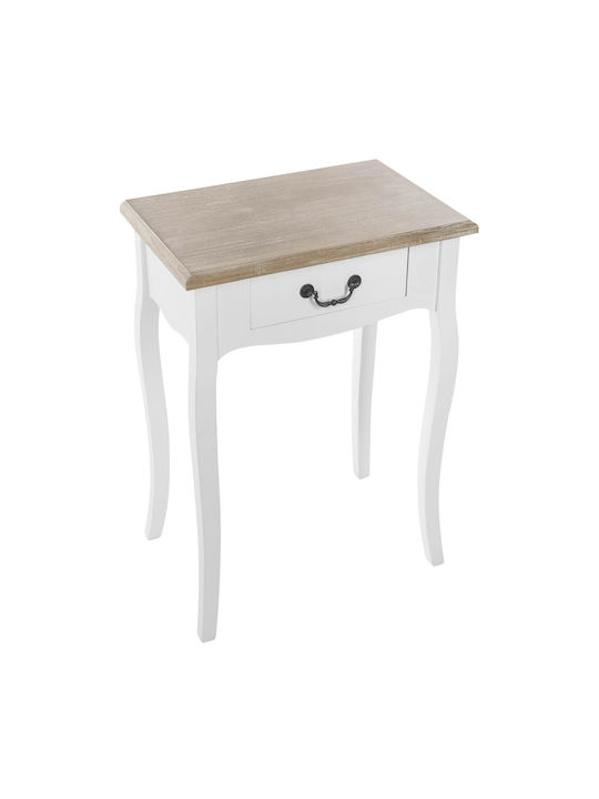 Bedside Table Chrysa Wooden White 47.1x30x65.5cm