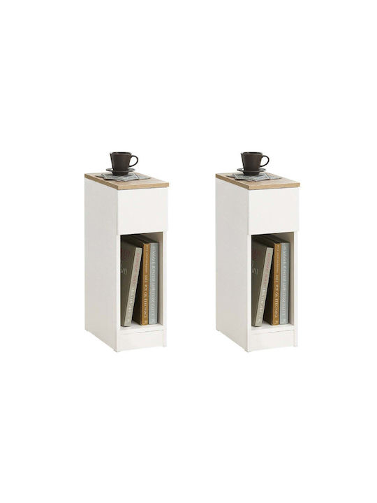 Noptiere Lemnoase Albe 2buc 20x60x35cm