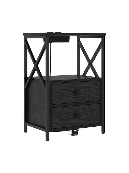Nachttisch Metall Black oak 40x31x60cm