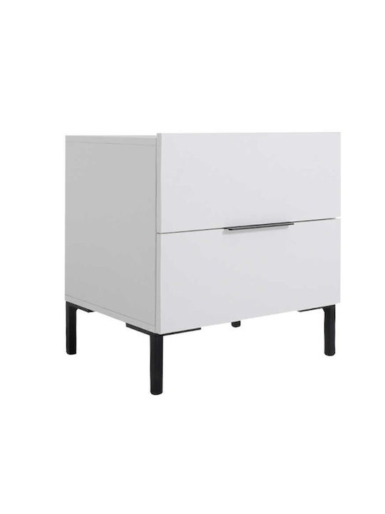 Κομοδίνο Oryana Ξύλινο Λευκό 55x44x59cm