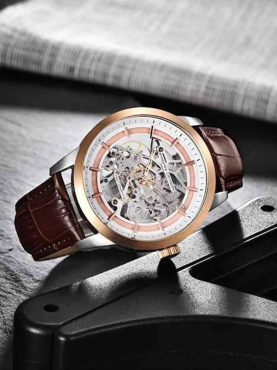 Pagani Design Ceas Barbatesc 43mm Automat cu Curea din Piele Aurie