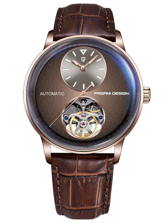 Pagani Design Ceas Barbatesc 42mm Automat cu Curea din Piele Maro