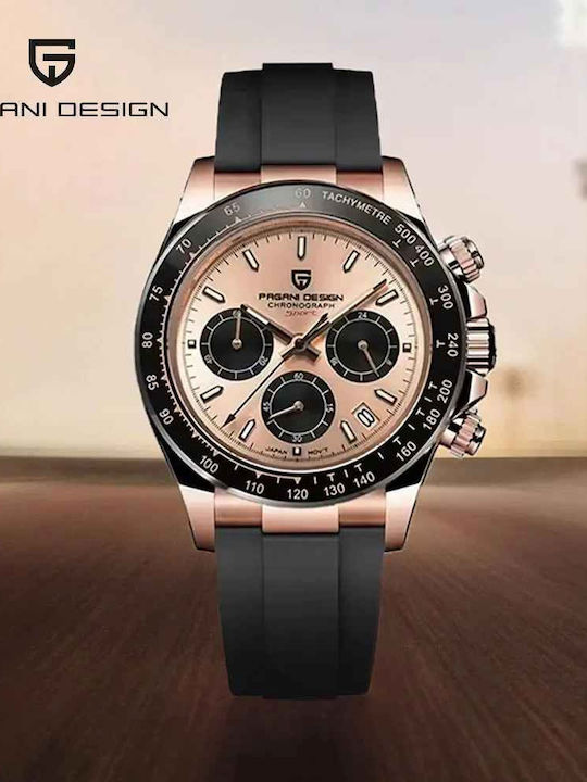 Pagani Design Ceas Barbatesc 40mm Cronograf Cu Baterie Cu Curea Din Cauciuc Negru