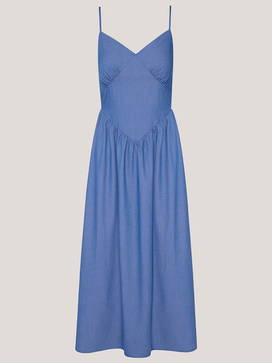 Καλοκαιρινό Maxi Φόρεμα Τζιν Indigo