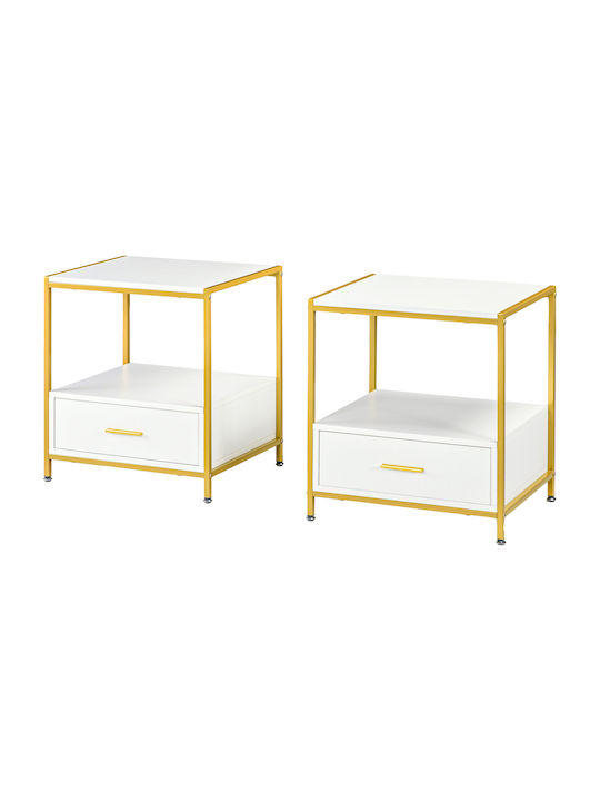 Noptiere Metalice Albe 2buc 50x40x55cm