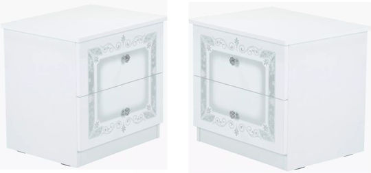 Luiza Wooden White Bedside Tables 2 Pieces 50x49x39cm Luiza Wooden White Bedside Tables 2 Pieces 50x49x39cm
