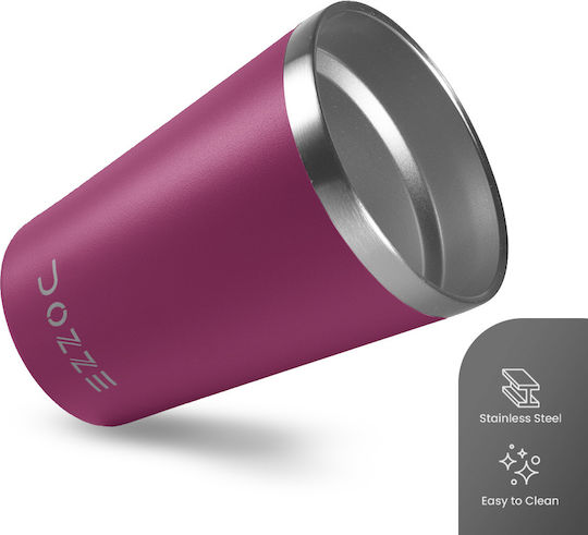Dozze Ποτήρι Θερμός Ανοξείδωτο / Πλαστικό BPA Free 296ml Ροζ με Καλαμάκι
