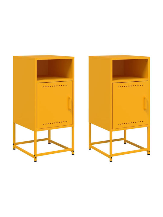 Noptiere Metalice Galbene 2buc 36x39x78cm