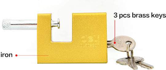 Deli Messing Vorhängeschloss Monoblock mit Schlüssel 70mm Gelb