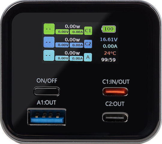 Tactical Battalion Power Bank 20000mAh 65W με Θύρα USB-A και 2 Θύρες USB-C Γκρι