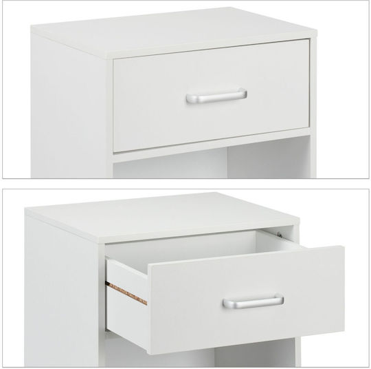 Wooden White Bedside Table 31x41.5x39cm Wooden White Bedside Table 31x41.5x39cm